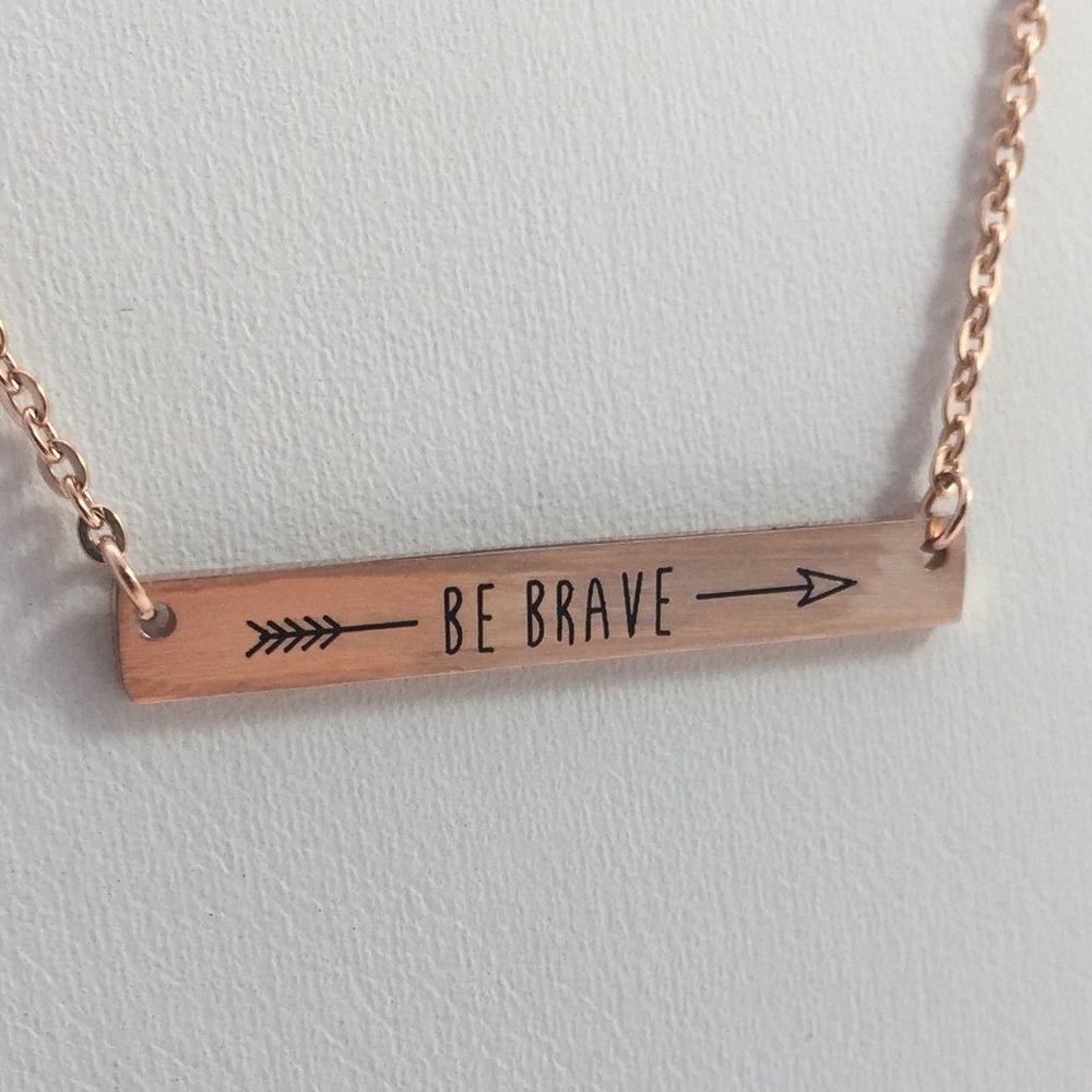 Jewelry necklace Be Brave bar minimalist arrow rose gold tone new contemporary